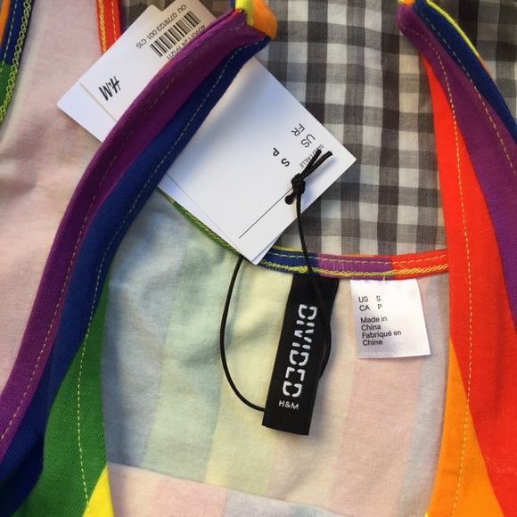 🌈 NWT H&M Rainbow Striped Crop Top.-X10. - Picture 4 of 8